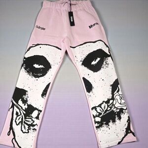 Men's Pink Skull Print Joggers